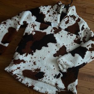 Cow print Sherpa pullover